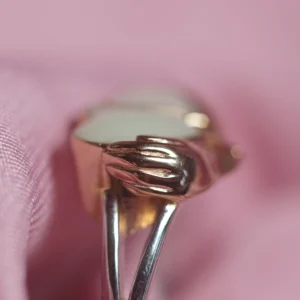 Anillo de leche materna con dos corazones sosteniddos por las manos