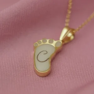 Colgante Un Pie de leche materna personalizado con diseño de huella de bebé y piedra elaborada con leche materna y pelo de bebé