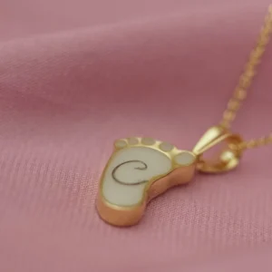 Colgante Un Pie de leche materna personalizado con diseño de huella de bebé y piedra elaborada con leche materna y pelo de bebé