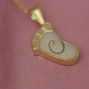 Colgante Un Pie de leche materna personalizado con diseño de huella de bebé y piedra elaborada con leche materna y pelo de bebé
