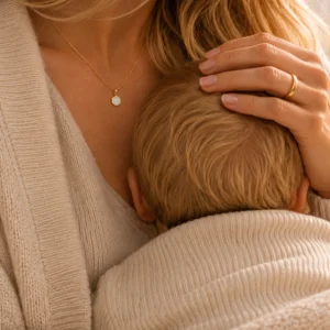 Colgante Uxia Mini, una joya artesanal de leche materna para guardar un recuerdo único de la maternidad.